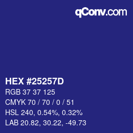颜色代码: HEX #25257D | qconv.com