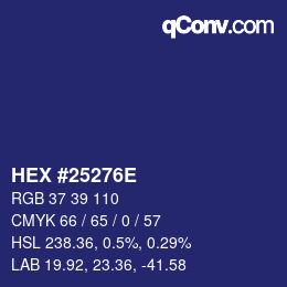 Farbcode: HEX #25276E | qconv.com
