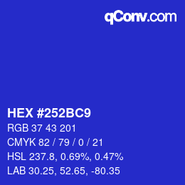 Color code: HEX #252BC9 | qconv.com