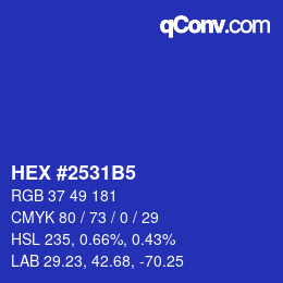 カラーコード: HEX #2531B5 | qconv.com