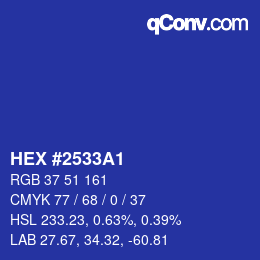 カラーコード: HEX #2533A1 | qconv.com