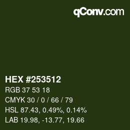 Código de color: HEX #253512 | qconv.com