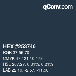 Code couleur: HEX #253746 | qconv.com