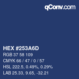 Color code: HEX #253A6D | qconv.com