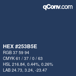 Code couleur: HEX #253B5E | qconv.com