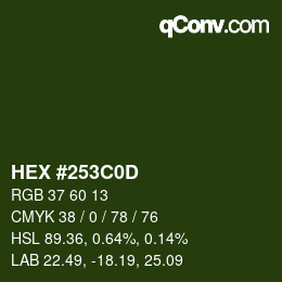 Color code: HEX #253C0D | qconv.com