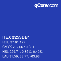 颜色代码: HEX #253DB1 | qconv.com