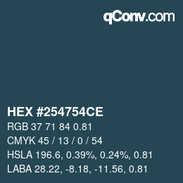Farbcode: HEX #254754CE | qconv.com
