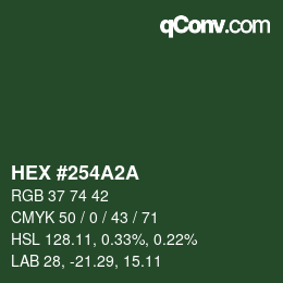カラーコード: HEX #254A2A | qconv.com