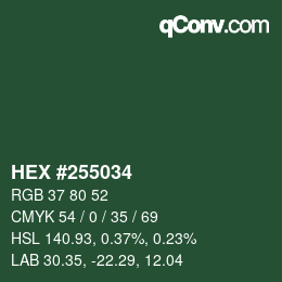 颜色代码: HEX #255034 | qconv.com