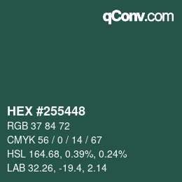 カラーコード: HEX #255448 | qconv.com