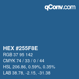 Code couleur: HEX #255F8E | qconv.com