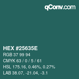 Color code: HEX #25635E | qconv.com