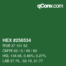 颜色代码: HEX #256534 | qconv.com
