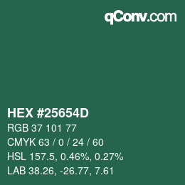 颜色代码: HEX #25654D | qconv.com