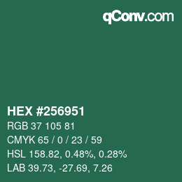 カラーコード: HEX #256951 | qconv.com