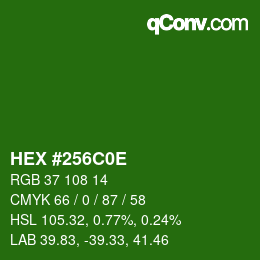 Color code: HEX #256C0E | qconv.com
