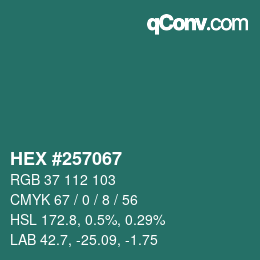 カラーコード: HEX #257067 | qconv.com