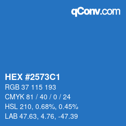Farbcode: HEX #2573C1 | qconv.com