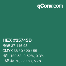 颜色代码: HEX #25745D | qconv.com