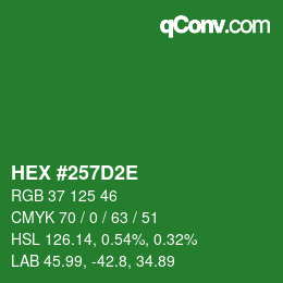 Color code: HEX #257D2E | qconv.com
