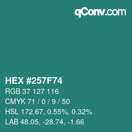 Color code: HEX #257F74 | qconv.com
