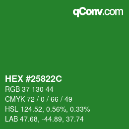 Color code: HEX #25822C | qconv.com