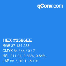Color code: HEX #2586EE | qconv.com