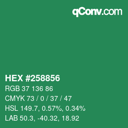 Farbcode: HEX #258856 | qconv.com