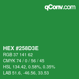 Color code: HEX #258D3E | qconv.com