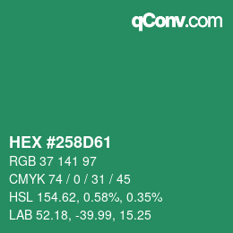 Color code: HEX #258D61 | qconv.com