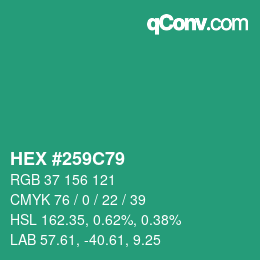 Color code: HEX #259C79 | qconv.com