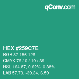 Farbcode: HEX #259C7E | qconv.com