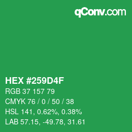 カラーコード: HEX #259D4F | qconv.com