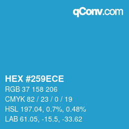 Color code: HEX #259ECE | qconv.com