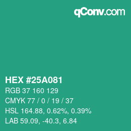 Color code: HEX #25A081 | qconv.com