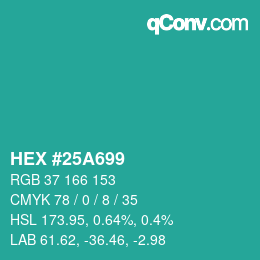 カラーコード: HEX #25A699 | qconv.com