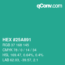 Color code: HEX #25A891 | qconv.com