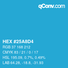 カラーコード: HEX #25A8D4 | qconv.com