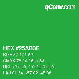 Color code: HEX #25AB3E | qconv.com