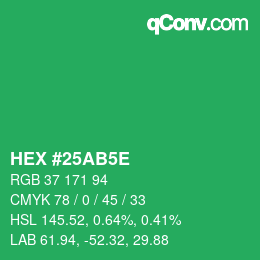 カラーコード: HEX #25AB5E | qconv.com