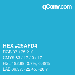 Color code: HEX #25AFD4 | qconv.com
