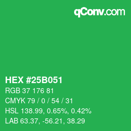 Color code: HEX #25B051 | qconv.com