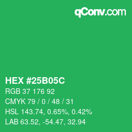 Color code: HEX #25B05C | qconv.com