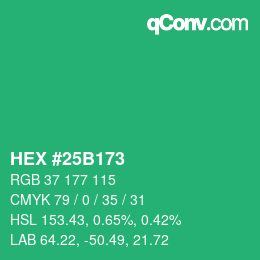 Color code: HEX #25B173 | qconv.com
