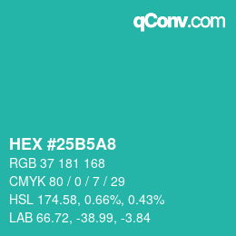 Farbcode: HEX #25B5A8 | qconv.com
