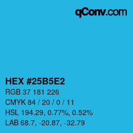 カラーコード: HEX #25B5E2 | qconv.com