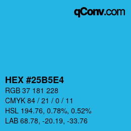 カラーコード: HEX #25B5E4 | qconv.com