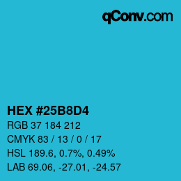 カラーコード: HEX #25B8D4 | qconv.com
