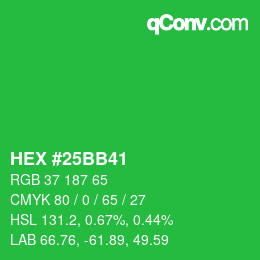 Color code: HEX #25BB41 | qconv.com